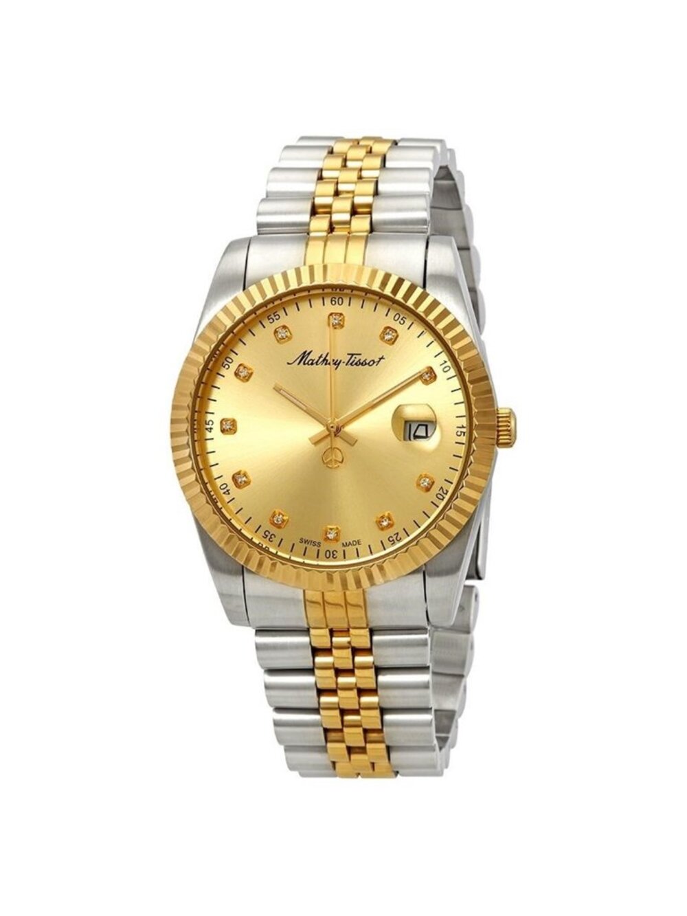 NWT Mathey-Tissot Mathey II Quartz Crystal Gold Dial Men's Watch